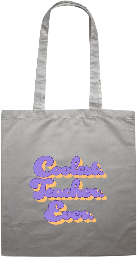 Coolest Teacher Ever Design - Premium colored cotton tote bag_GREY_front