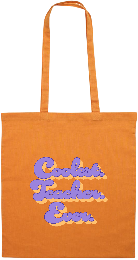 Coolest Teacher Ever Design - Premium colored cotton tote bag_ORANGE_front