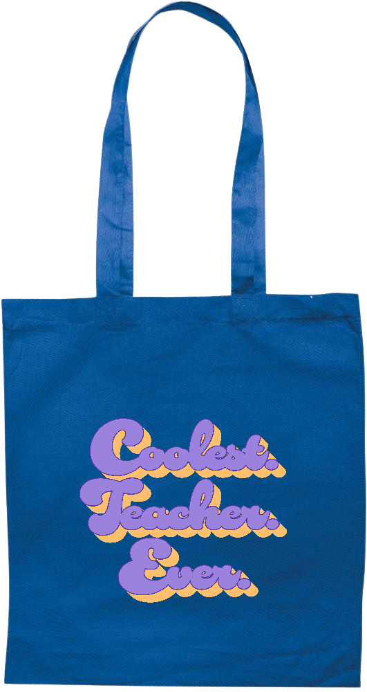 Coolest Teacher Ever Design - Premium colored cotton tote bag_ROYAL BLUE_front