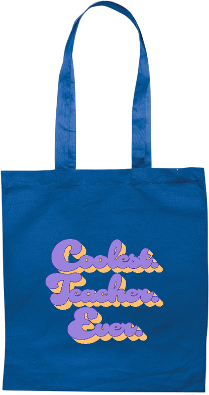 Coolest Teacher Ever Design - Premium colored cotton tote bag_ROYAL BLUE_front