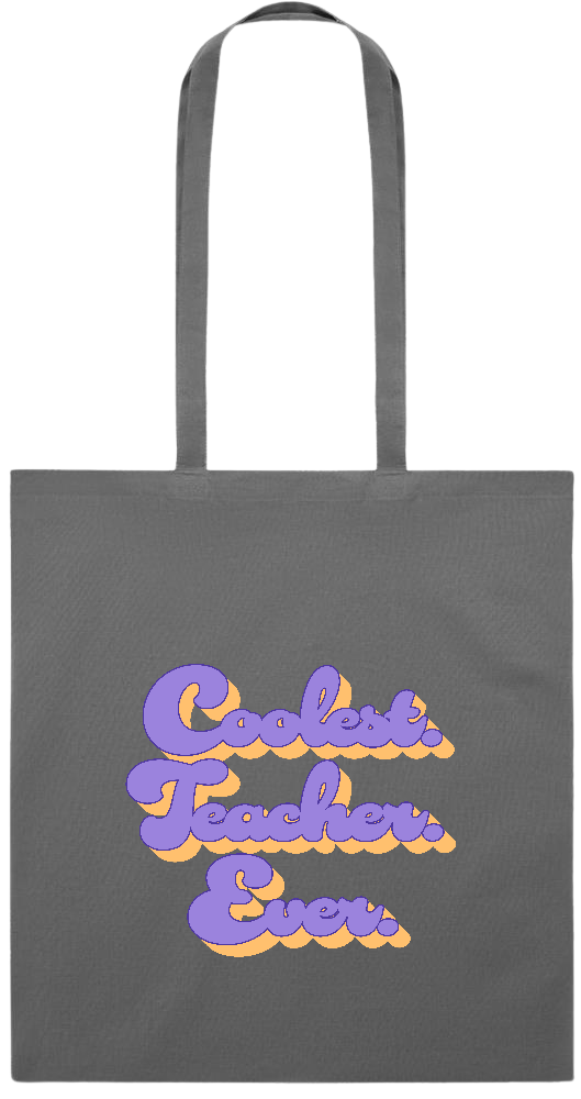 Coolest Teacher Ever Design - Premium colored cotton tote bag_STONE GREY_front