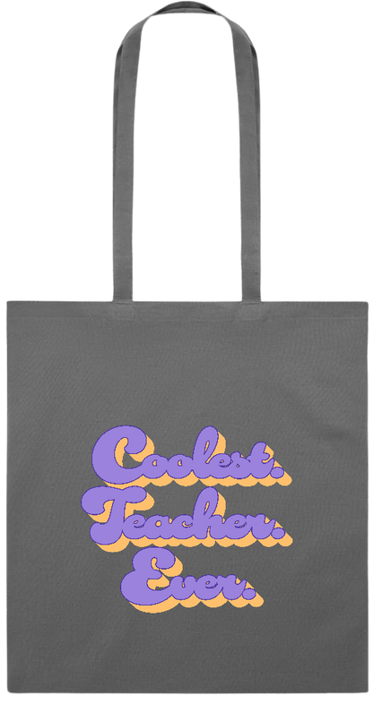 Coolest Teacher Ever Design - Premium colored cotton tote bag_STONE GREY_front