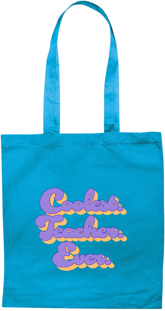 Coolest Teacher Ever Design - Premium colored cotton tote bag_TURQUOISE_front