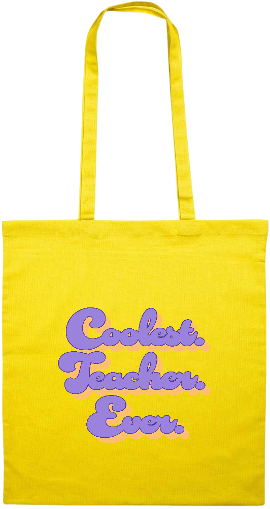 Coolest Teacher Ever Design - Premium colored cotton tote bag_YELLOW_front