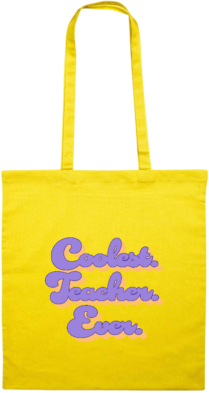 Coolest Teacher Ever Design - Premium colored cotton tote bag_YELLOW_front