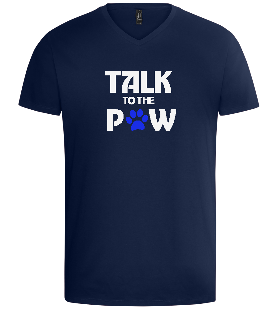 Talk to the Paw Design - Basic men's v-neck t-shirt_MARINE_front