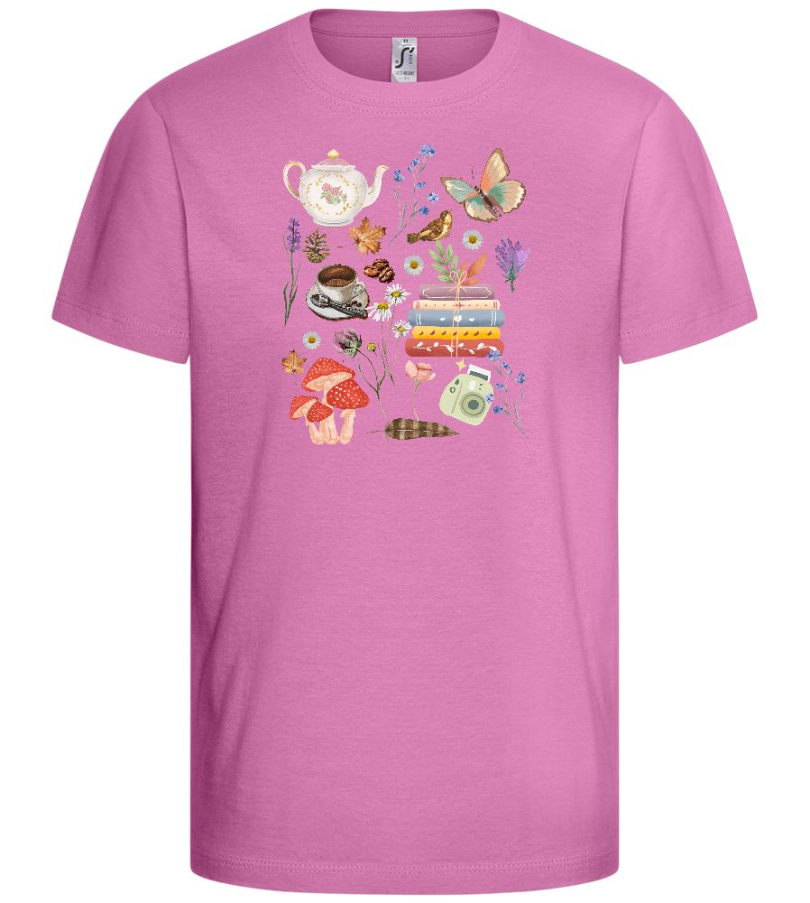 Autumn Vibes Design - Basic kids t-shirt_PINK ORCHID_front