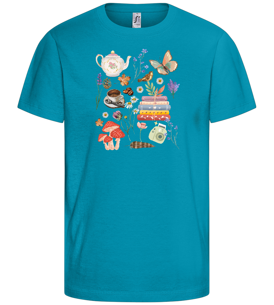 Autumn Vibes Design - Basic kids t-shirt_TURQUOISE_front