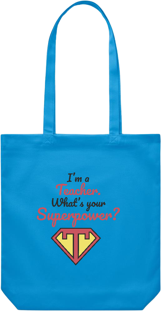 Im a Teacher Design - Premium Canvas colored cotton shopping bag_TURQUOISE_front