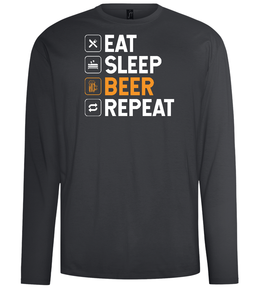 Beer Repeat Design - Comfort men's long sleeve t-shirt_DARK GRAY_front