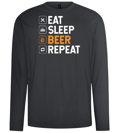 Beer Repeat Design - Comfort men's long sleeve t-shirt_DARK GRAY_front