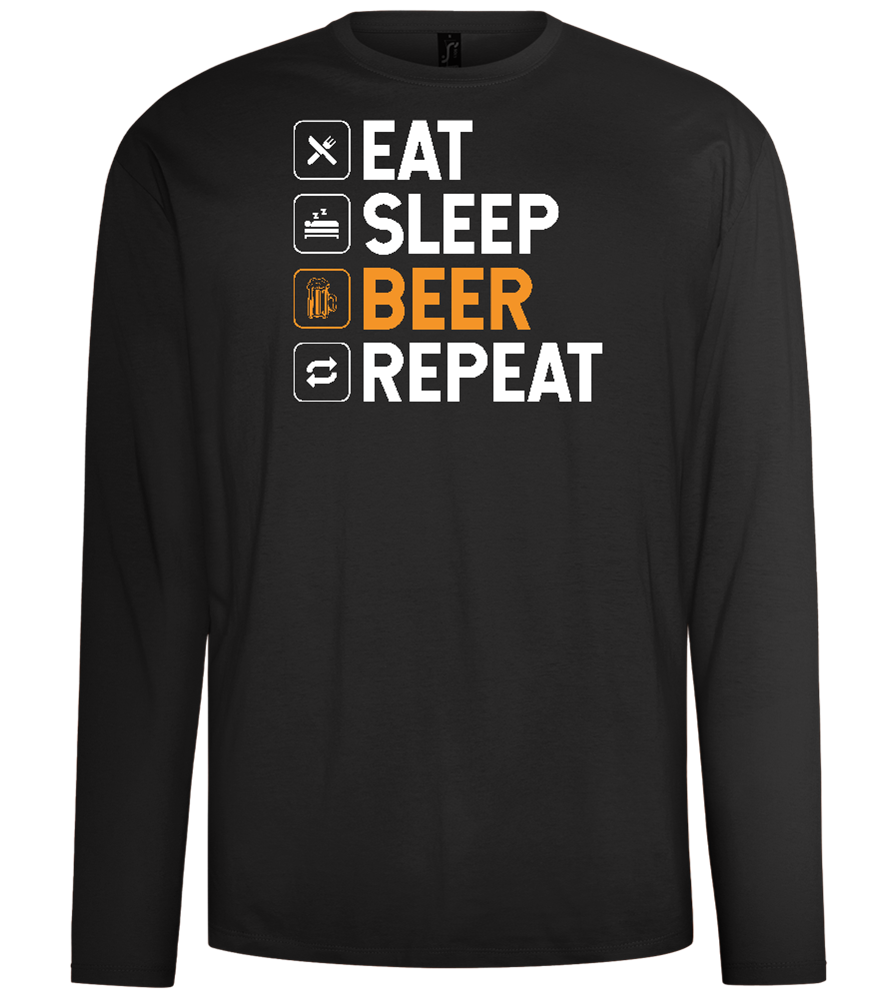 Beer Repeat Design - Comfort men's long sleeve t-shirt_DEEP BLACK_front