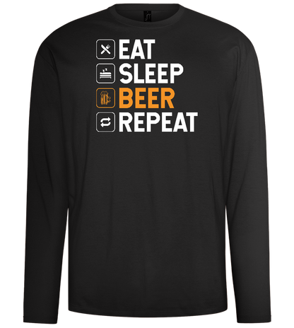 Beer Repeat Design - Comfort men's long sleeve t-shirt_DEEP BLACK_front