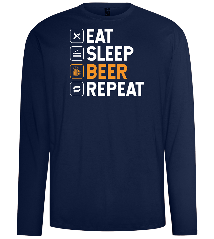 Beer Repeat Design - Comfort men's long sleeve t-shirt_MARINE_front