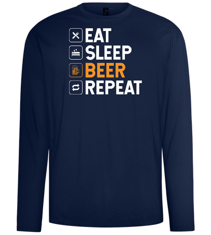 Beer Repeat Design - Comfort men's long sleeve t-shirt_MARINE_front