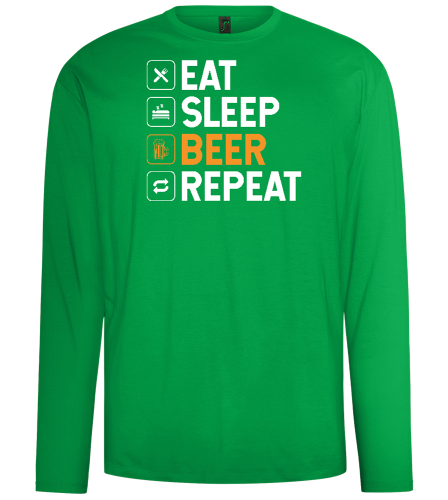 Beer Repeat Design - Comfort men's long sleeve t-shirt_MEADOW GREEN_front