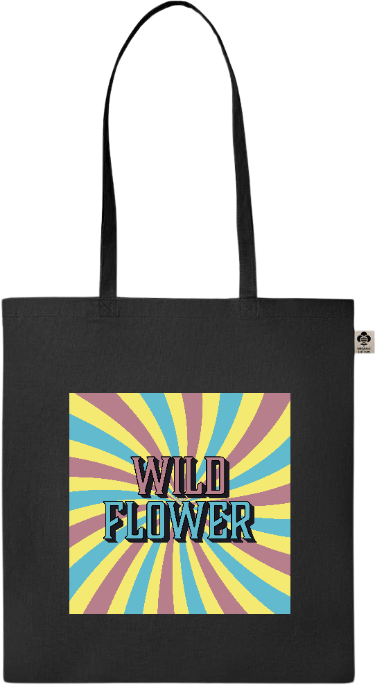 Wild Flower Design - Essential colored organic cotton tote bag_BLACK_front