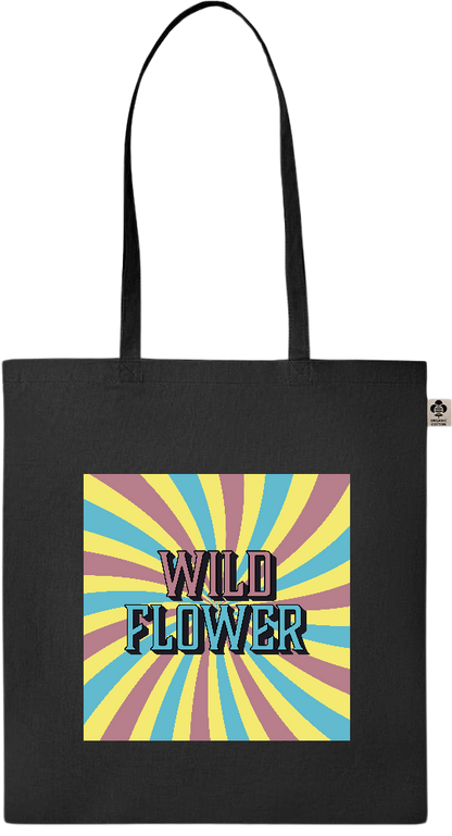 Wild Flower Design - Essential colored organic cotton tote bag_BLACK_front