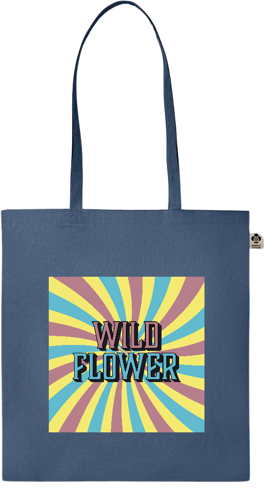 Wild Flower Design - Essential colored organic cotton tote bag_BLUE_front