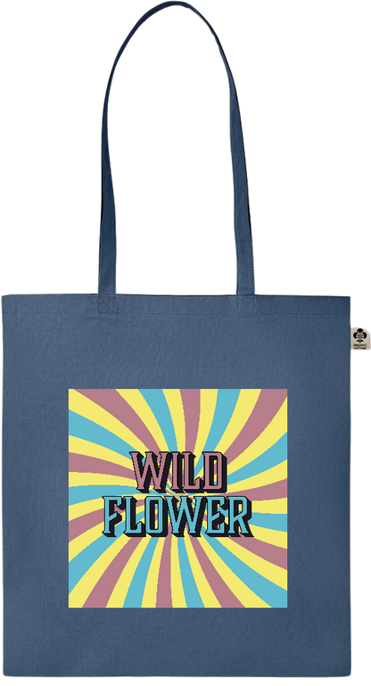 Wild Flower Design - Essential colored organic cotton tote bag_BLUE_front