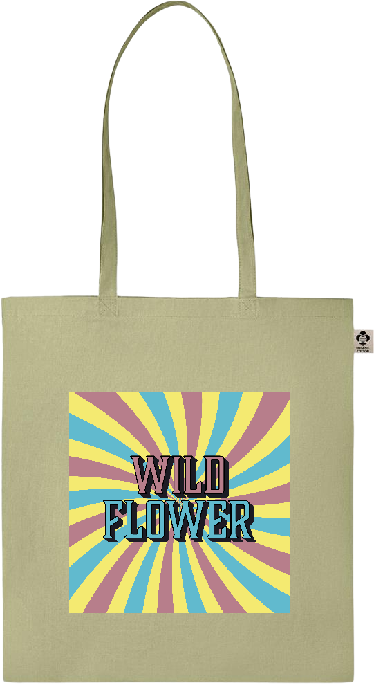 Wild Flower Design - Essential colored organic cotton tote bag_GREEN_front