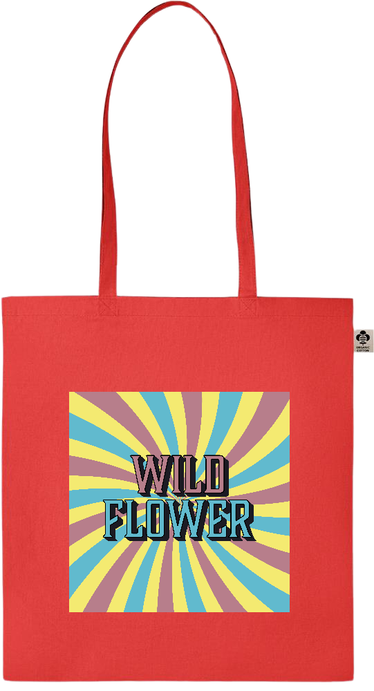 Wild Flower Design - Essential colored organic cotton tote bag_RED_front