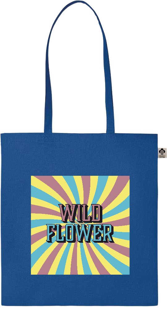 Wild Flower Design - Essential colored organic cotton tote bag_ROYAL BLUE_front