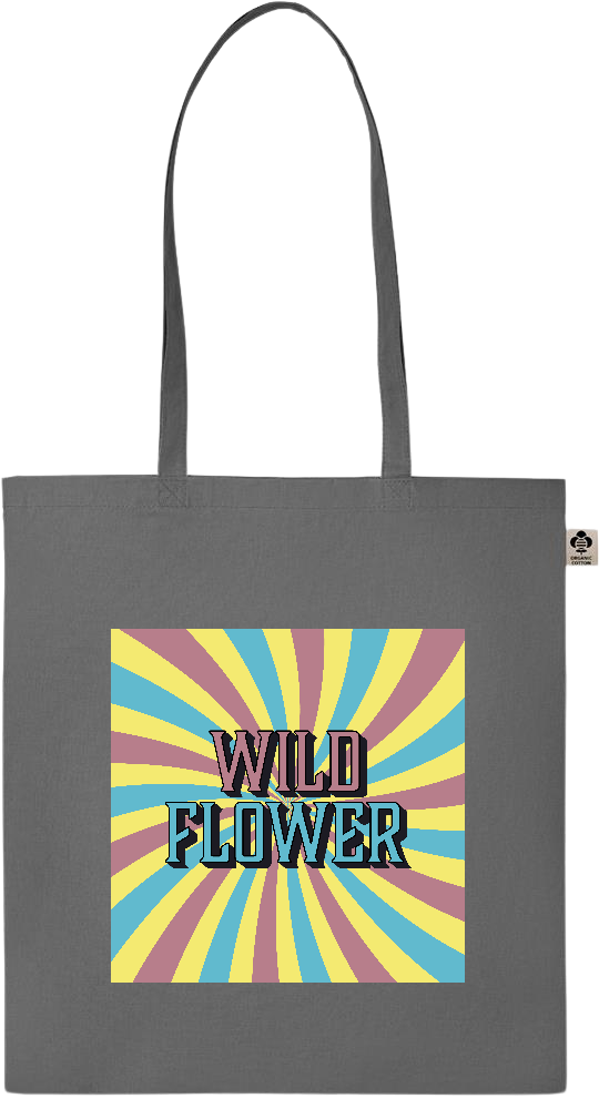 Wild Flower Design - Essential colored organic cotton tote bag_STONE GREY_front