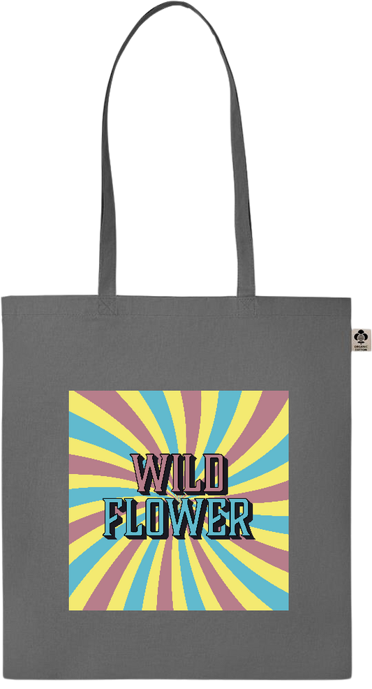 Wild Flower Design - Essential colored organic cotton tote bag_STONE GREY_front