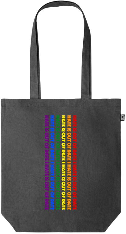 Hate is Out of Date Design - Premium colored organic hemp tote bag_BLACK_front