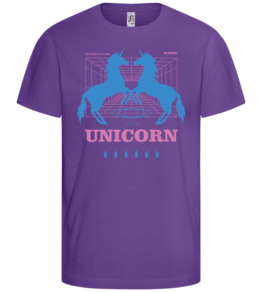 Retro Unicorn Print Design - Basic kids t-shirt_DARK PURPLE_front