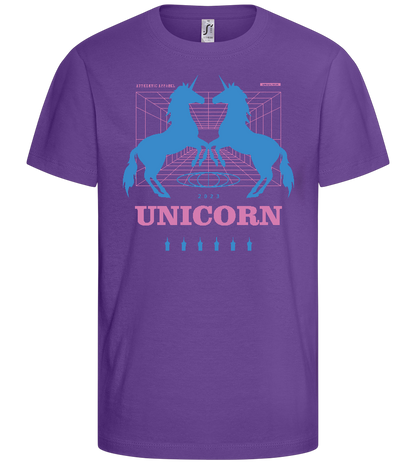 Retro Unicorn Print Design - Basic kids t-shirt_DARK PURPLE_front