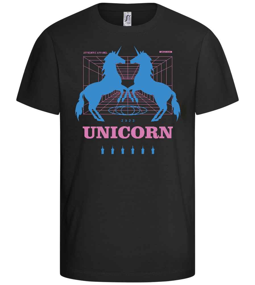 Retro Unicorn Print Design - Basic kids t-shirt_DEEP BLACK_front