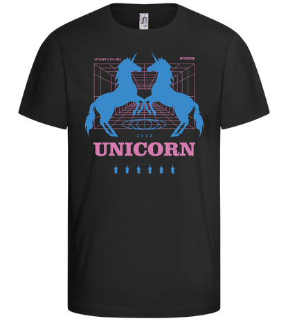 Retro Unicorn Print Design - Basic kids t-shirt_DEEP BLACK_front