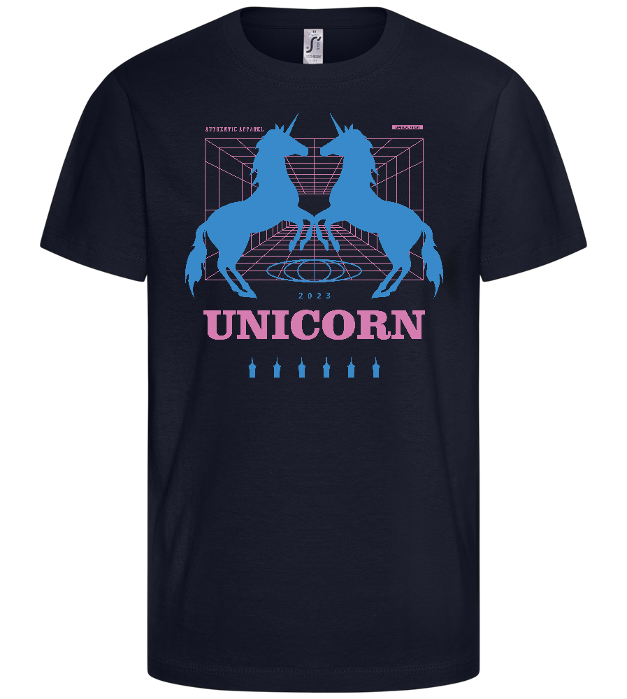 Retro Unicorn Print Design - Basic kids t-shirt_FRENCH NAVY_front