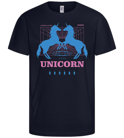 Retro Unicorn Print Design - Basic kids t-shirt_FRENCH NAVY_front