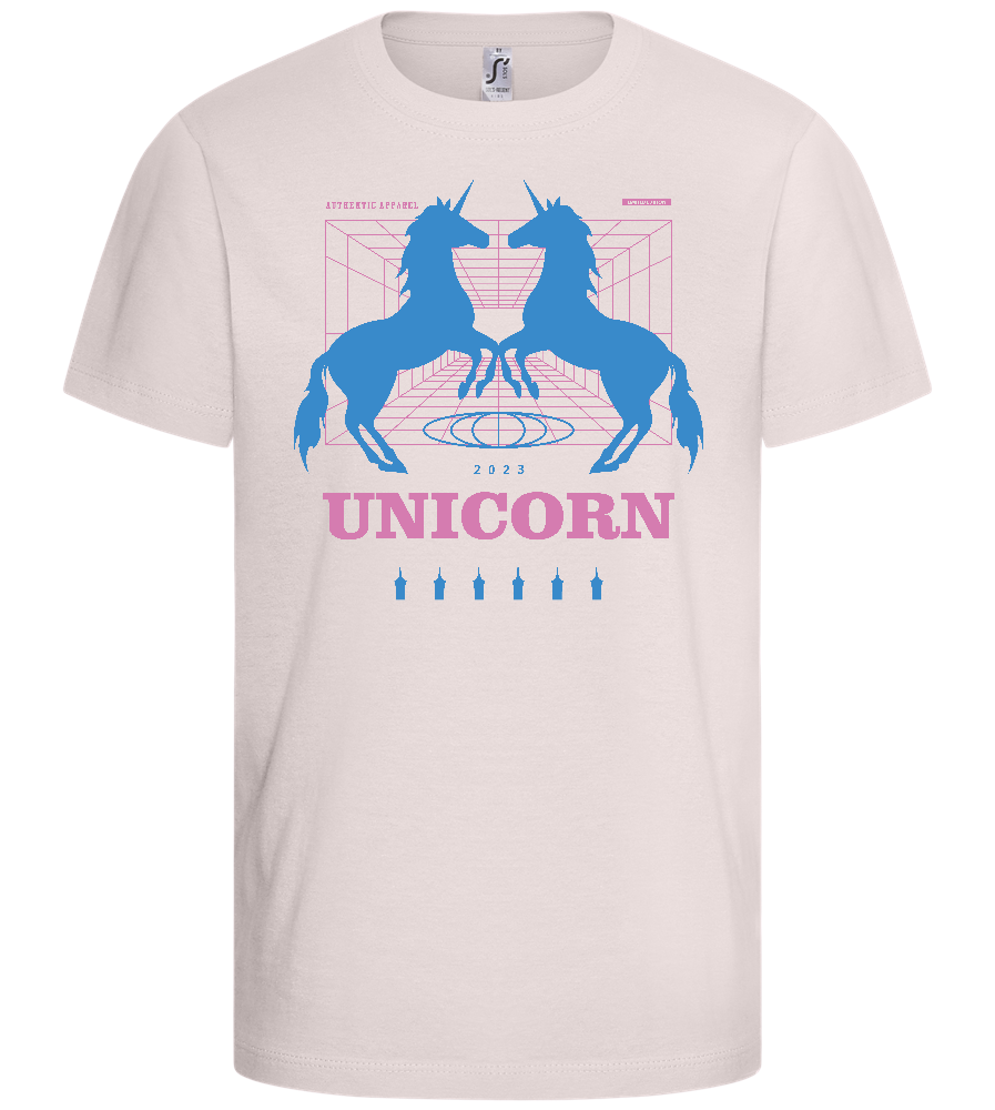 Retro Unicorn Print Design - Basic kids t-shirt_LIGHT PINK_front