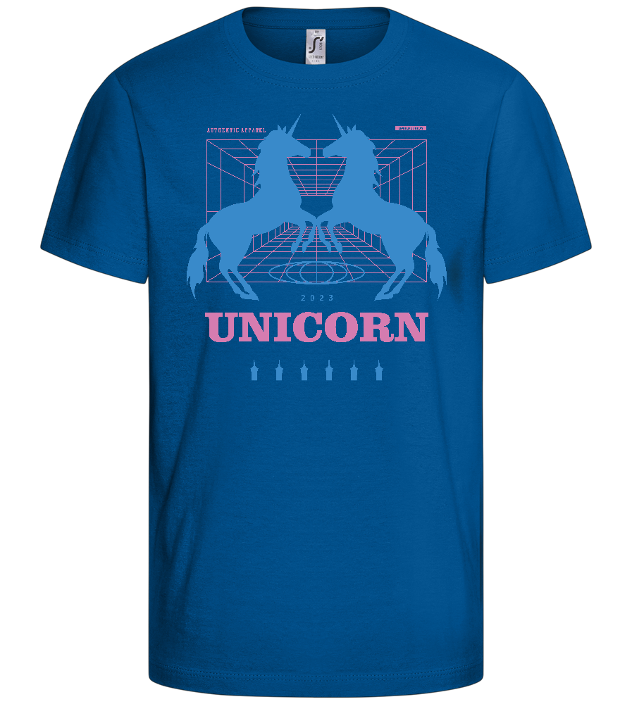 Retro Unicorn Print Design - Basic kids t-shirt_ROYAL_front