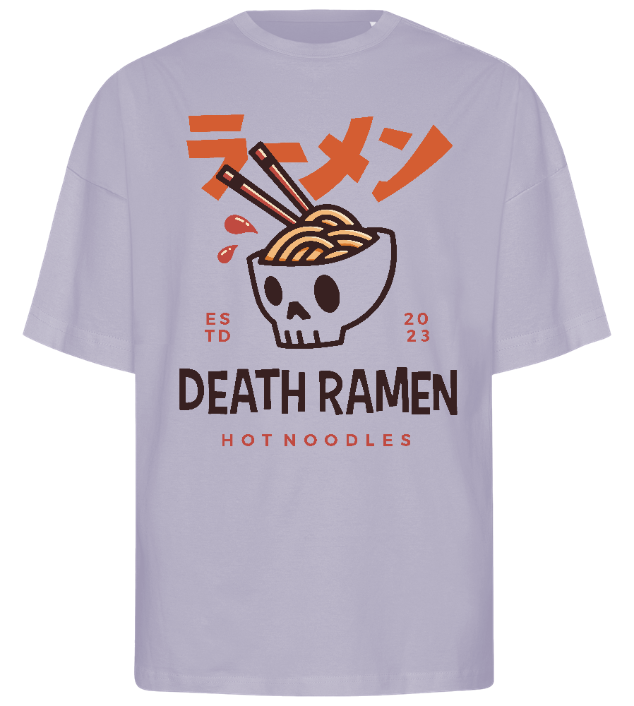 Skull in Bowl Ramen Design - Premium men's oversized t-shirt_LILAK_front