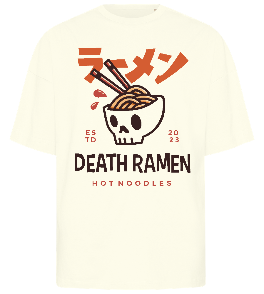 Skull in Bowl Ramen Design - Premium men's oversized t-shirt_OFF-WHITE_front