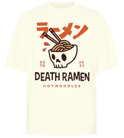 Skull in Bowl Ramen Design - Premium men's oversized t-shirt_OFF-WHITE_front