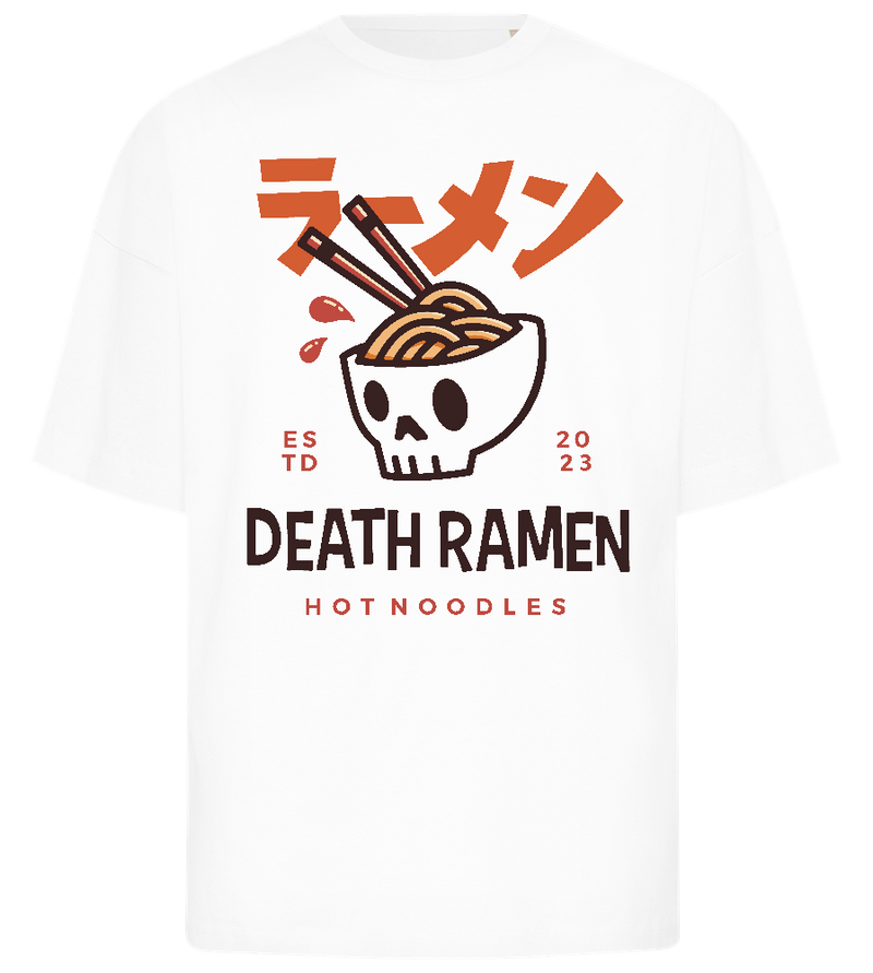 Skull in Bowl Ramen Design - Premium men's oversized t-shirt_WHITE_front