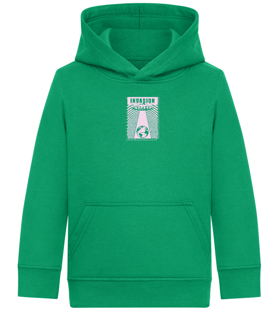 Invasion Ufo Design - Comfort Kids Hoodie_MEADOW GREEN_front