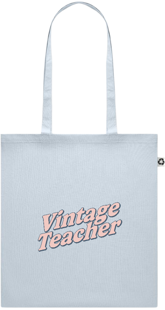 Vintage Teacher Design - Recycled cotton colored shopping bag_BABY BLUE_front