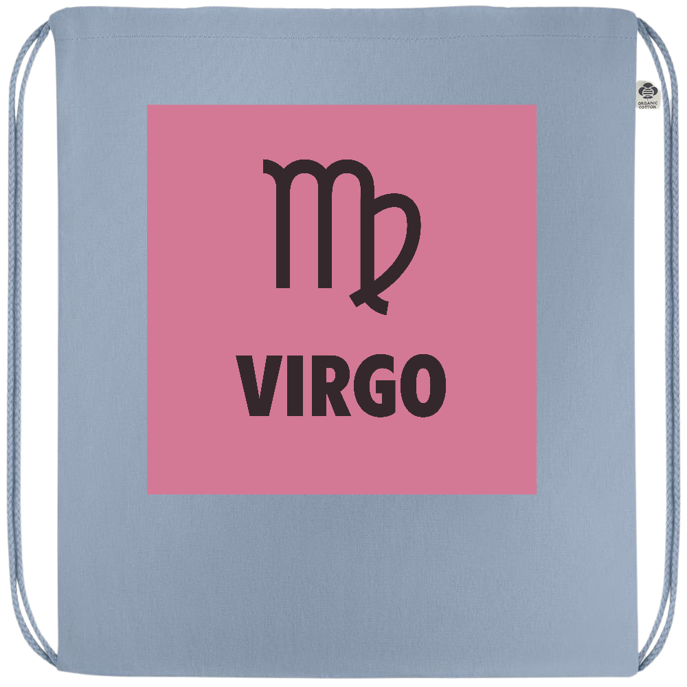 Zodiac Virgo Design - Premium colored organic cotton drawstring bag_BABY BLUE_front