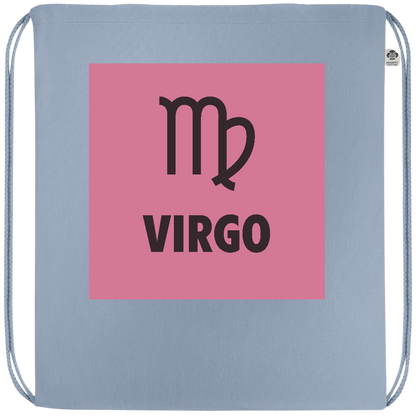 Zodiac Virgo Design - Premium colored organic cotton drawstring bag_BABY BLUE_front