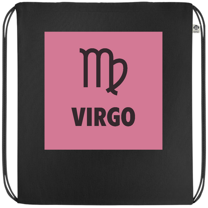 Zodiac Virgo Design - Premium colored organic cotton drawstring bag_BLACK_front