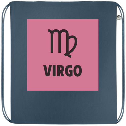 Zodiac Virgo Design - Premium colored organic cotton drawstring bag_BLUE_front