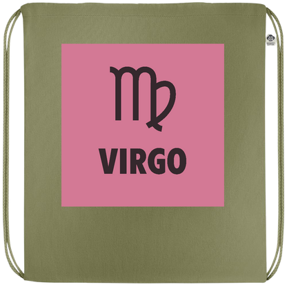 Zodiac Virgo Design - Premium colored organic cotton drawstring bag_GREEN_front