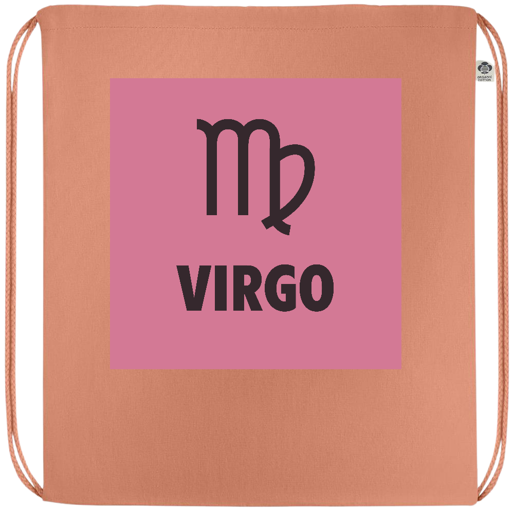 Zodiac Virgo Design - Premium colored organic cotton drawstring bag_ORANGE_front